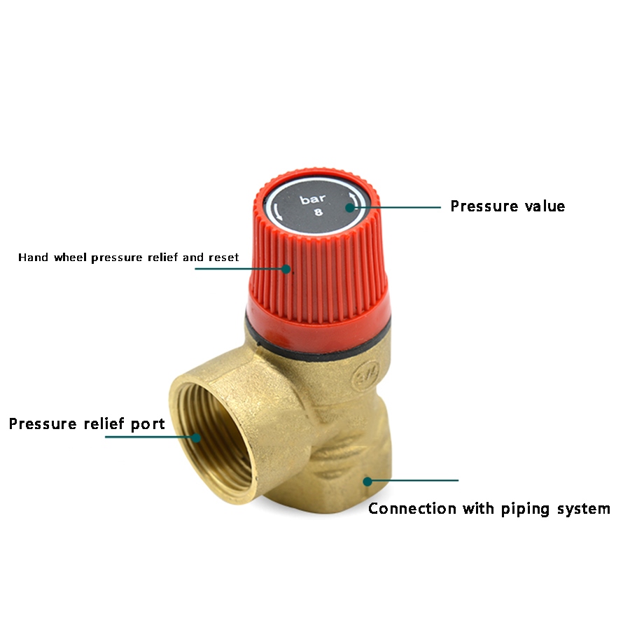 Brass Safety Valve Drain Relief Switch For Solar Water Heater 1/2 quot