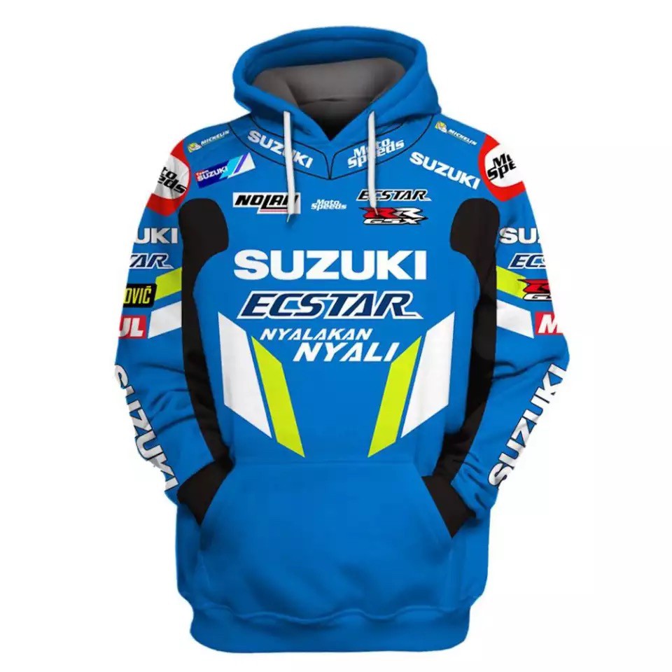 เสื้อฮู้ดขับบิ๊กไบค์ ลายทีมแข่ง SUZUKI RACING เนื้อผ้าเบาสบาย ระบายความร้อน ได้ดี สินค้าผลิตจากผ้าโพลีเอสเตอร์ 100%