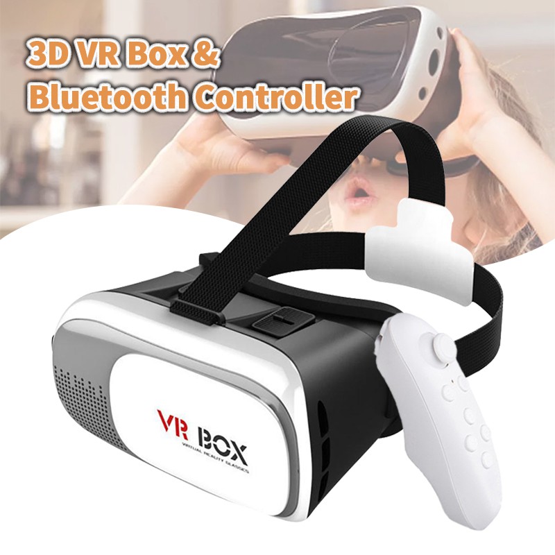 hot แว่นVR 3D จอยเกมส์ไร้สาย VR Box 2 VR Glses Headset Joy Sti พร้อมรีโมทคอนโทรลมือถือ สำหรับสมาร์ทโฟน