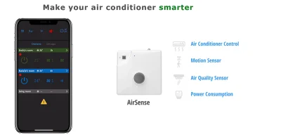 Airsense Smart WiFi control control your air conditioner +air quality + motion sensor
