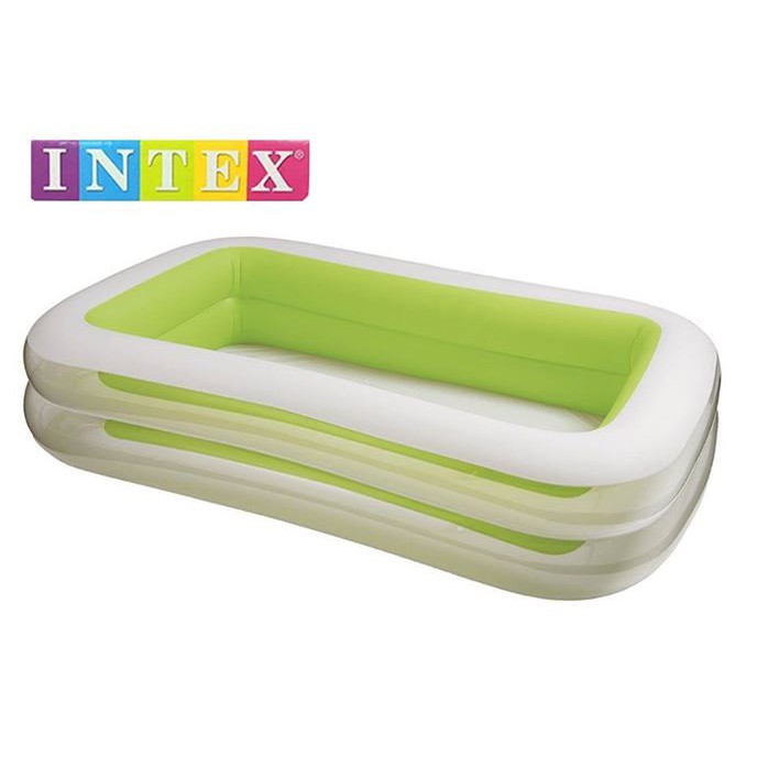 MeeMeeBaby Intex สระน้ำเป่าลมทรงสีเหลี่ยม ขนาด 2.6 เมตร 262x175x50cm (สีเขียว)