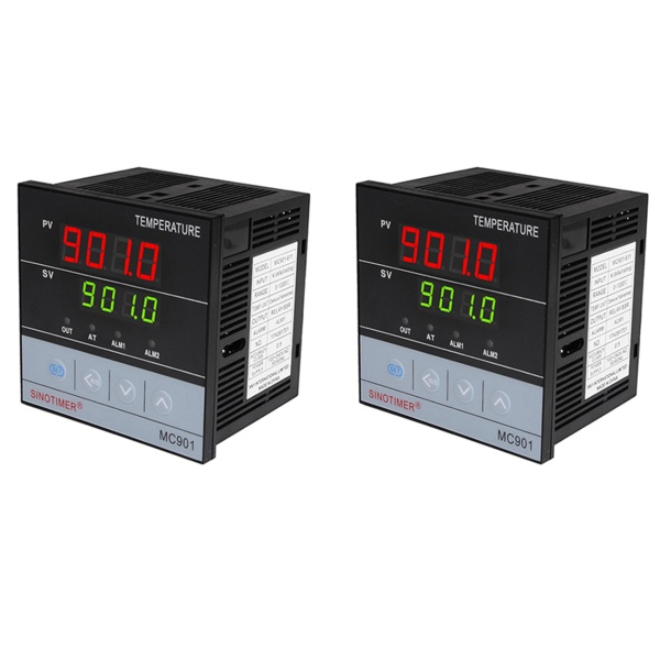 2X SINOTIMER MC901 Digital Waterproof PID Temperature Controller K Type PT100 Sensor Input Relay SSR Output