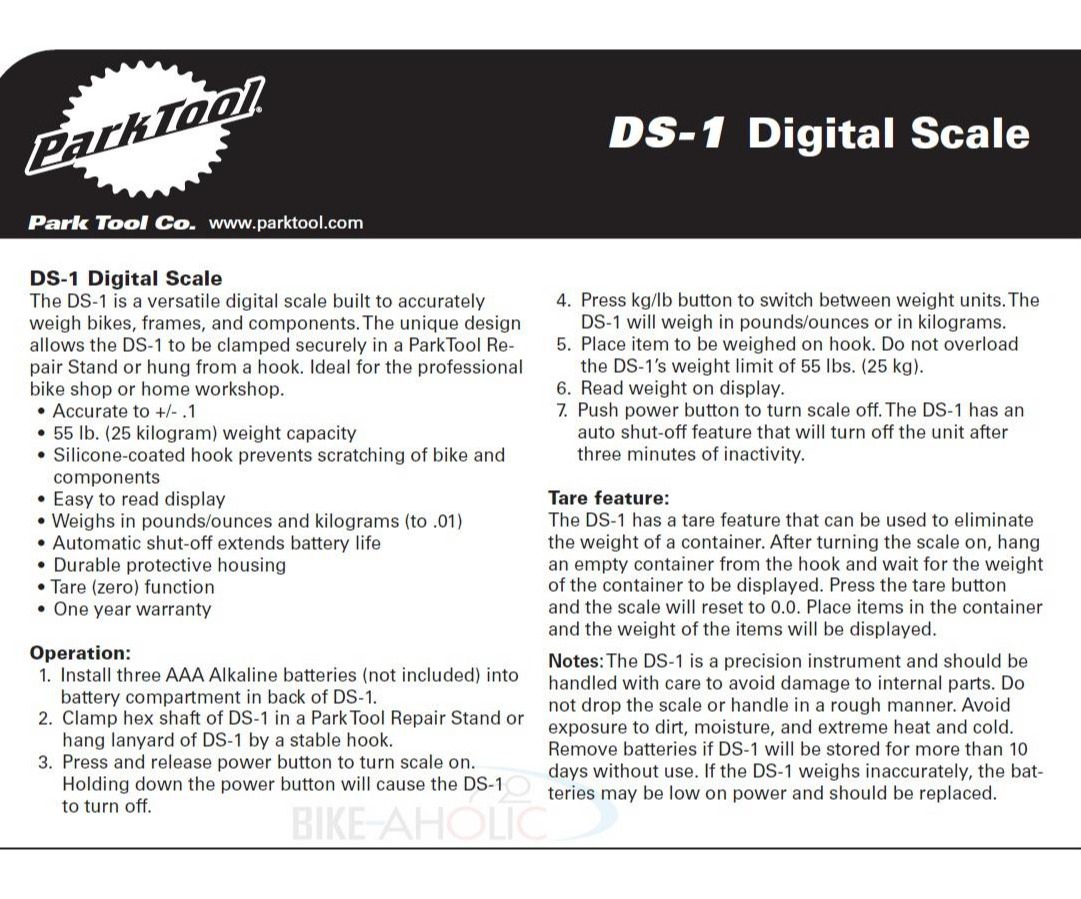 Park Tool DS 1 Digital Scale