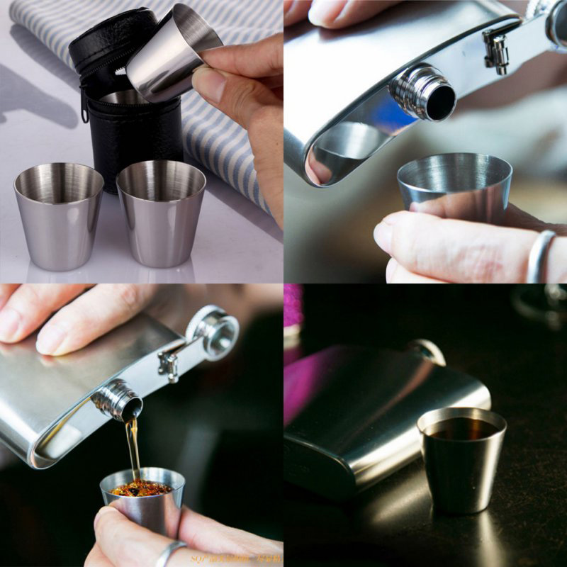 4PC 30Ml Mini Shot Glass Stainless Steel Cup Polished Wine Drinking ...