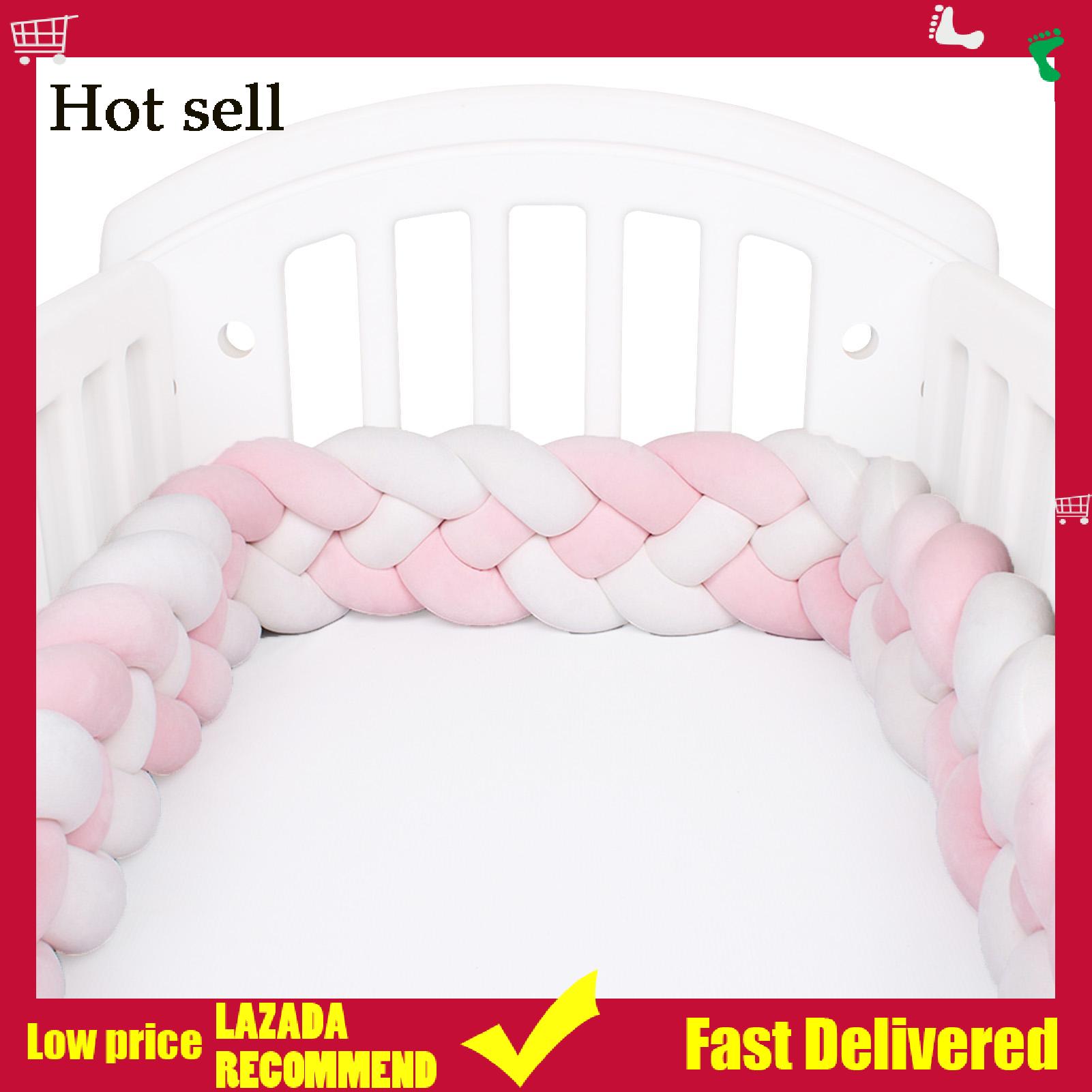 2 Meter Baby Bed Bumper Infant Braid Cot Bumper Cradle Pillow Cushion Braid Knot Bumper Crib