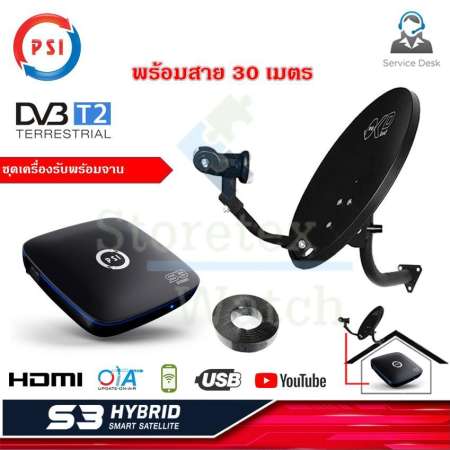 กล่องรับสัญญาณดาวเทียม PSI S3 HD + ชุดจานดาวเทียม PSI OKD 35 cm. พร้อมสาย 30 เมตร