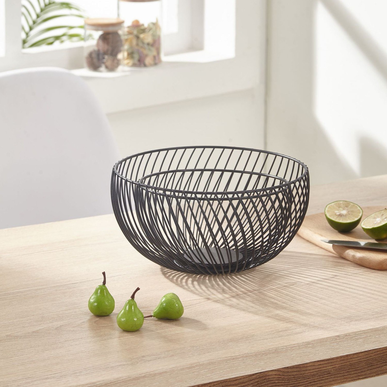 Fruit Dish Round Fruit Basket Metal Wire Bowl Stylish Dish Organizer