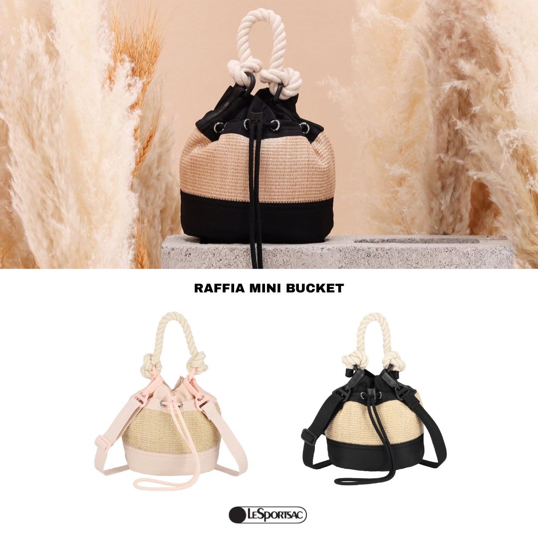 Lesportsac Raffia Mini Bucket Bag กระเป๋ามินิ กระเป๋าสาบใบ