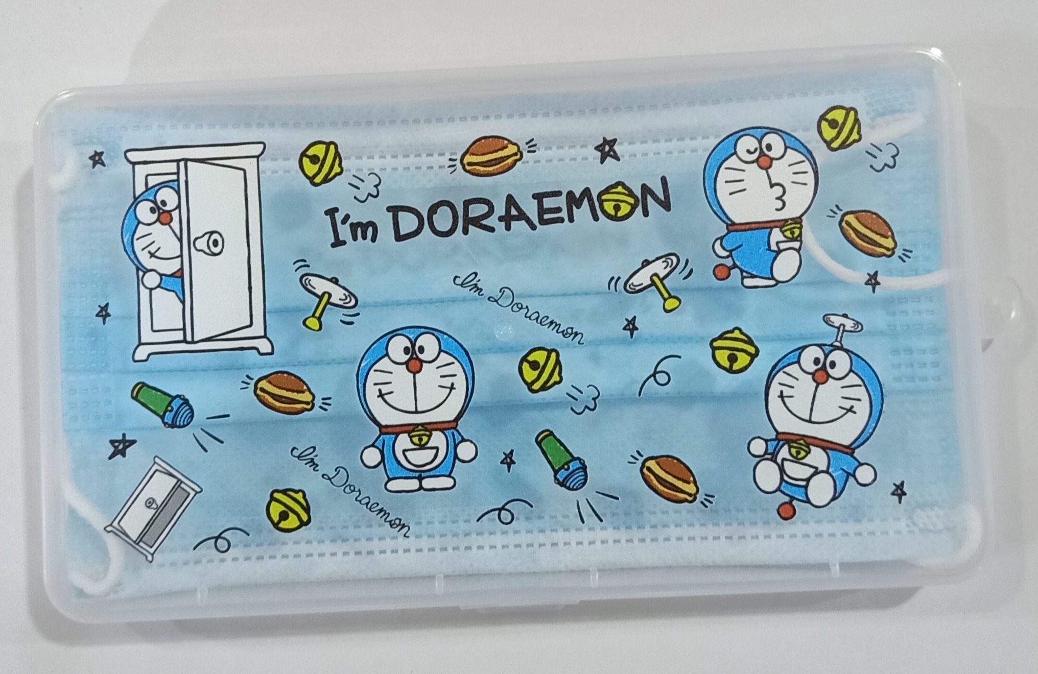 กล่องพลาสติกเก็บหน้ากากแบบพกพา ซองเก็บผ้าแมส  ลาย Doraemon