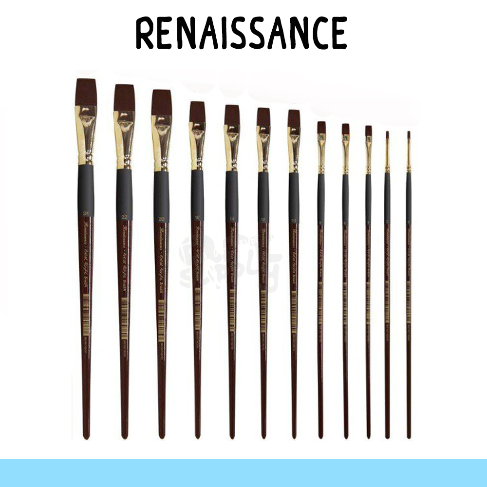 พู่กันสีอะคริลิก Renaissance แบน **คละเบอร์**