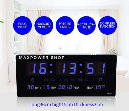 ชี้แนะสินค้าคุณภาพ นาฬิกาดิจิตอล LED DIGITAL CLOCK แขวนติดผนัง ขนาด 36 X 15 X 3 (
ตัวเลขสูง 3 CM ) ตั้งปลุกได้ มี BACK UP ในตัว ไฟดับไม่ต้องตั้งเวลาใหม่ รุ่น 3615 สีน้ำเงิน
สินค้าใหม่ยอดนิยม