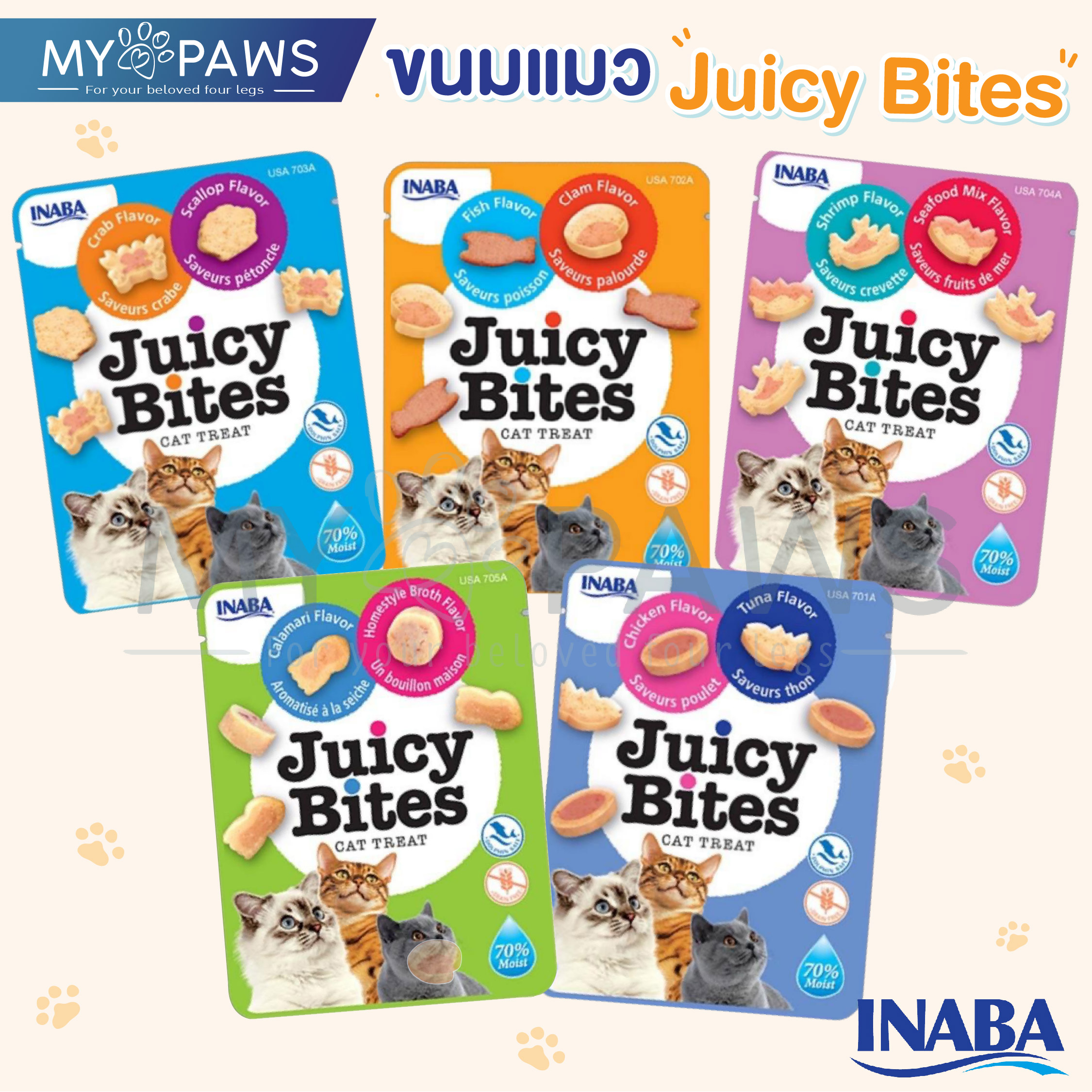 My Paws Inaba - Juicy Bites  ขนมแมวหนึบหนับ แบบเม็ดนิ่ม