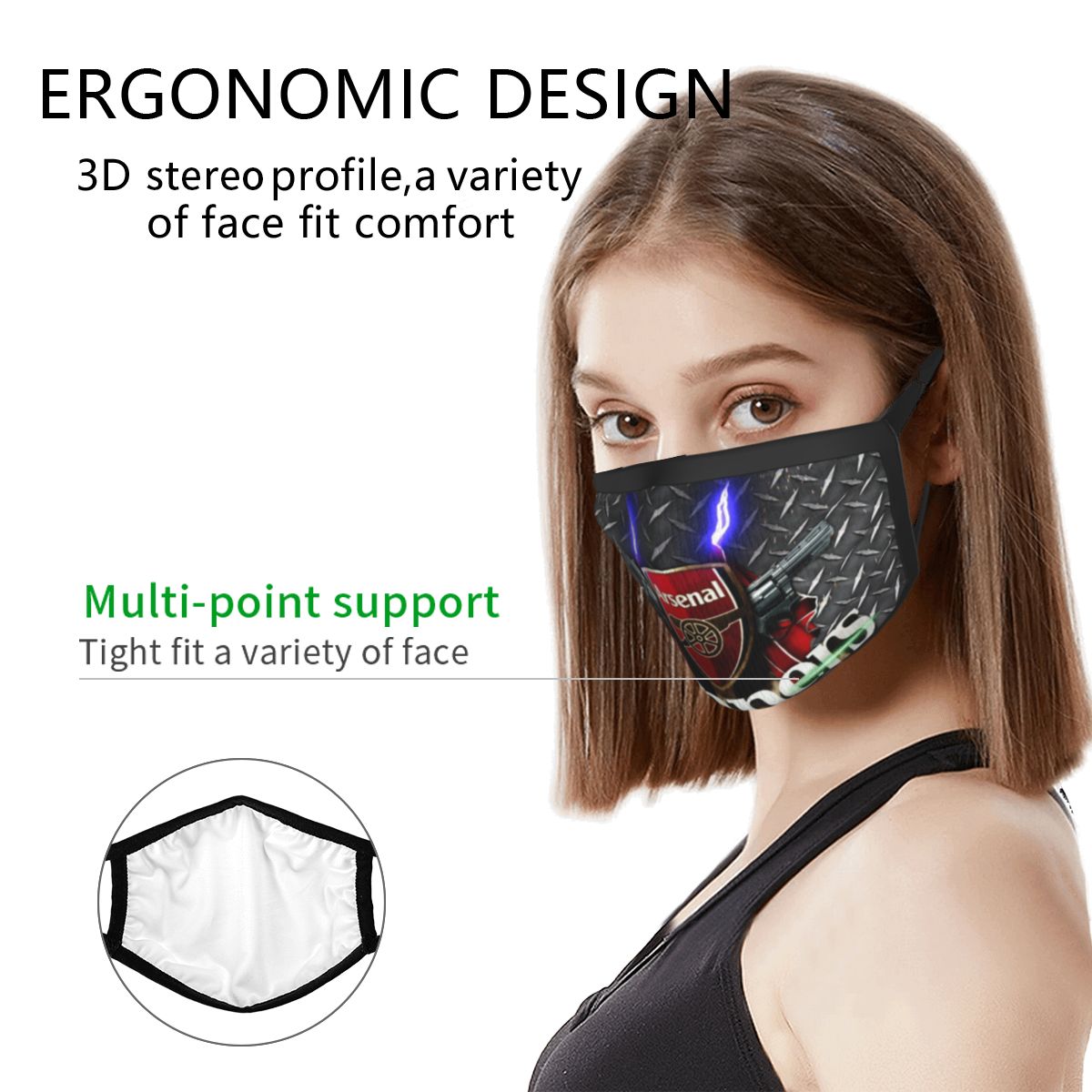 Arsenal Logo Protective Unisex Face Mouth Mask1 Fancy Washable Cool ...