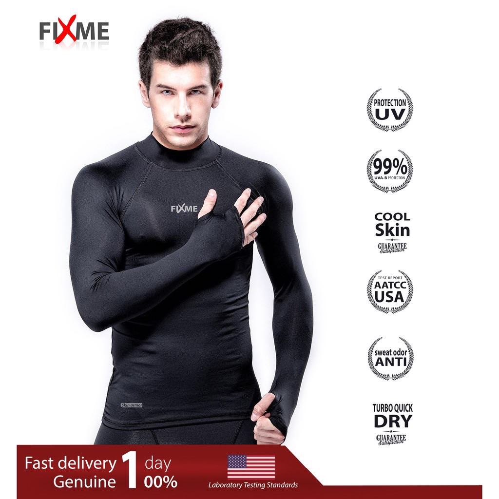 เสื้อรัดกล้ามเนื้อ มือสอด ผู้ชาย  UV99% แห้งไวมาก มาตรฐาน USA Fixmesport