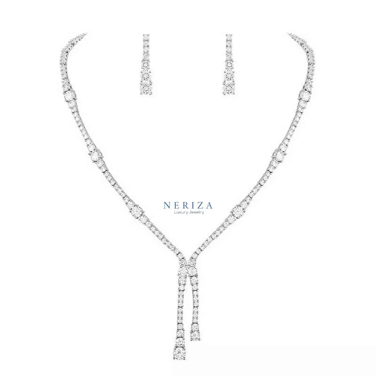 Neriza Jewelry ชุดเครื่องประดับเพชรสังเคราะห์ประกายไฟเทียบเท่าเพชรแท้ เครื่องประดับเจ้าสาว จัด