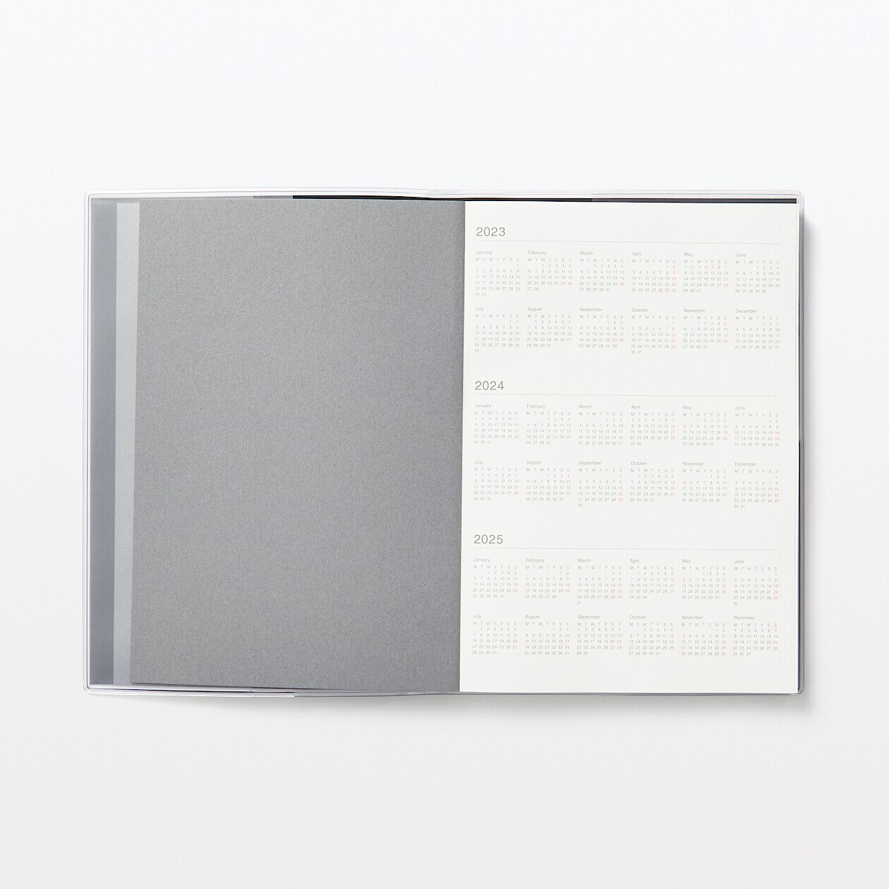 2024 มูจิ สมุดแพลนเนอร์รายเดือนสัปดาห์ B6 MUJI Vertical MonthlyWeekly