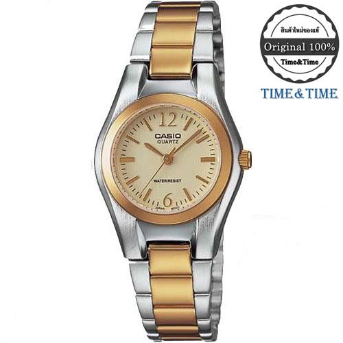 Time&Time CASIO Standard นาฬิกาข้อมือผู้หญิง สีเงิน/ทอง สายสแตนเลส รุ่น LTP-1253SG-9ADF
