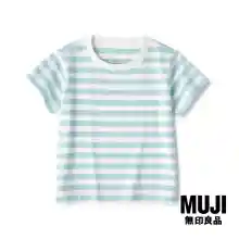 ภาพขนาดย่อของภาพหน้าปกสินค้ามูจิ เสื้อยืดคอกลมแขนสั้นลายทาง เด็กเล็ก - MUJI Crewneck Short Sleeve T-Shirt (Baby 80-100) จากร้าน MUJI บน Lazada
