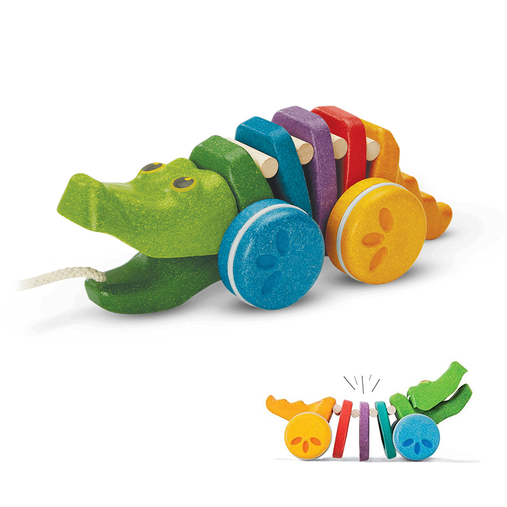 PLANTOYS RAINBOW ALLIGATOR ของเล่นไม้ แปลนทอยส์ จระเข้ลากจูง สายรุ้ง