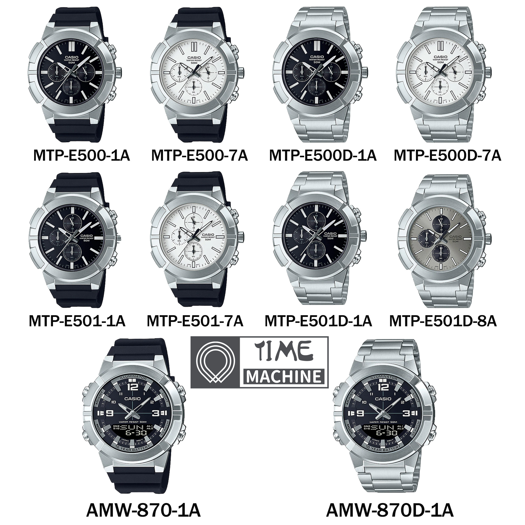 นาฬิกา CASIO  ของแท้  MTP-E500/E501 Series รุ่น MTP-E500-1/MTP-E500-7/MTP-E500D-1/MTP-E500D-7/MTP-E501-1/MTP-E501-7/MTP-E501D-1/MTP-E501D-8 รับประกัน 1 ปี