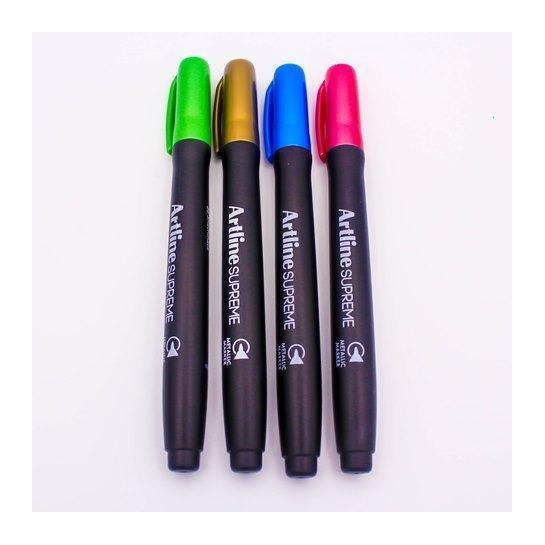 Electro48  ปากกาเมทัลลิค อาร์ทไลน์ หัวกลม SUPREME ชุด 4 ด้าม (สีเขียว,น้ำเงิน,ทอง,ชมพู) เขียนได้ทุกพื้นผิว