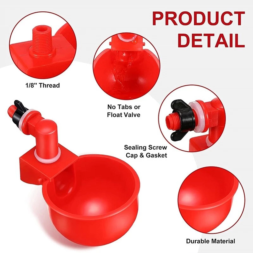 6pcs Chicken Drinking Bowl Poultry Automatic Drinking Fountain Drinking Cup For Ducks Turkeys Birds