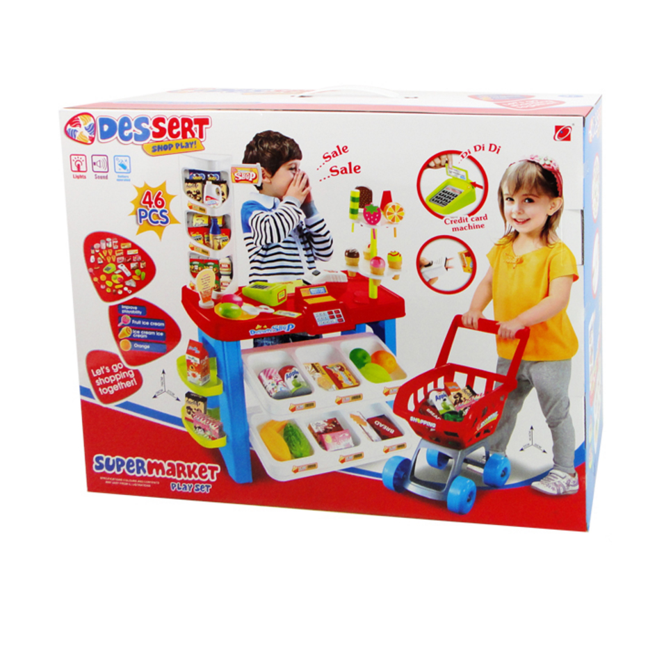 ProudNada Toys ของเล่นเด็กชุดร้านไอศครีมและเคาร์เตอร์(กล่องใหญ่) Desserts Super market Play Set NO.668-22