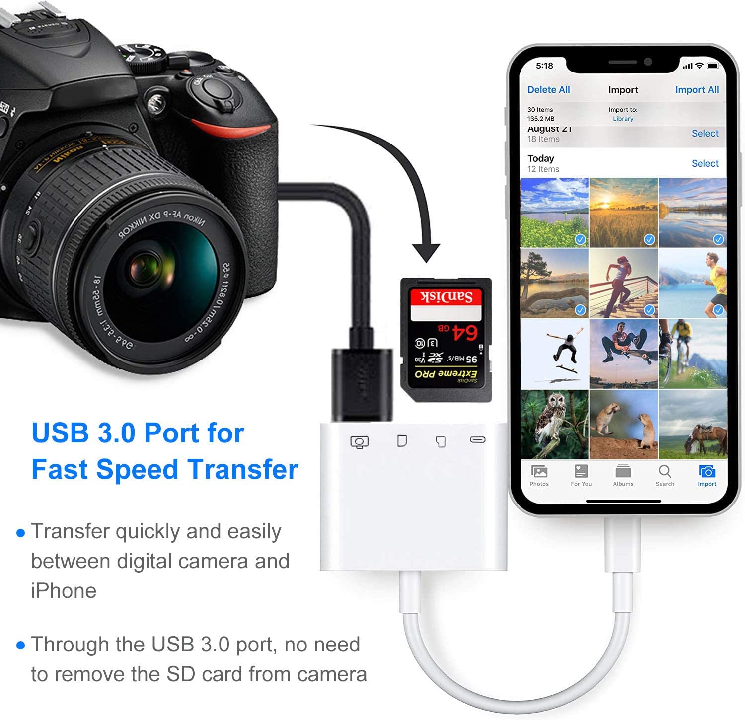 4 in 1 lightning to usb 3 camera adapter iphone ipad ipod touch