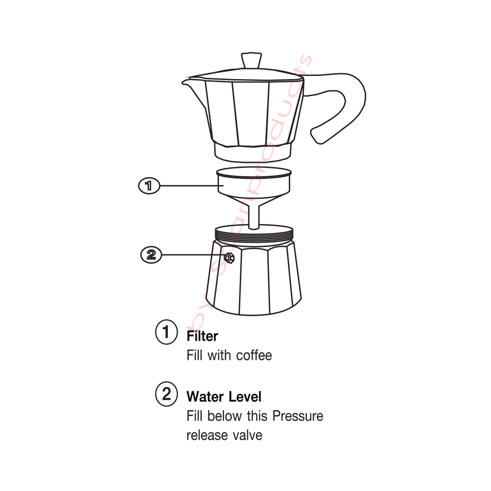 หม้อต้มกาแฟสด เอสเพรสโซ่ ขนาด 3 ถ้วย หรือ150ml. By Scanproducts Moka Pot 3cup Premium Aluminum-Black