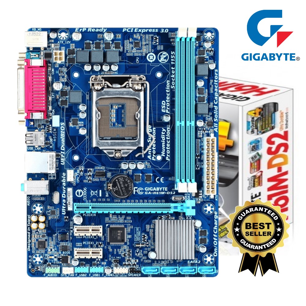 GIGABYTE 1155 MAINBOARD เมนบอร์ด ขนาด MicroATX รุ่น GAH61MDS2 DDR3