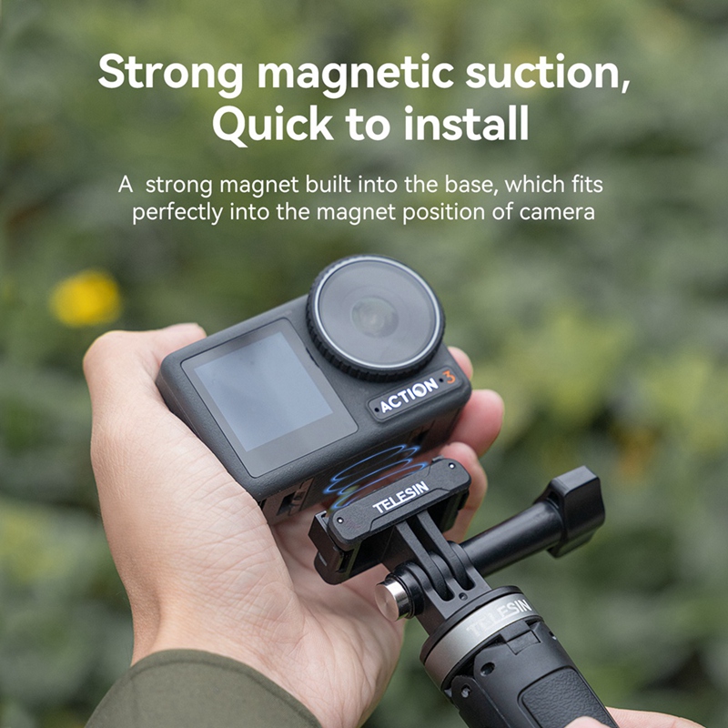 TELESIN Magnetic Two Claw Adapter Action Camera Adapter for DJI OSMO Action 3 Accessories