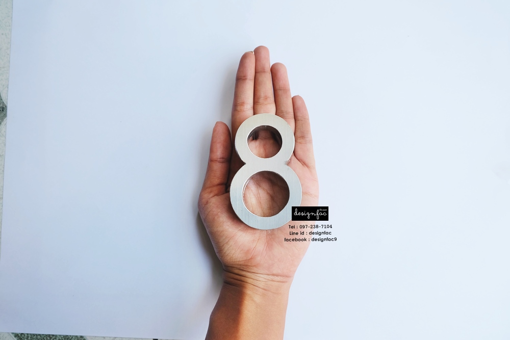 designfac ป ายบ านเลขท เลข 8 ส ง 8 cm น น 1 5 cm ต วเลขสแตนเลสแบบด าน สไตล โมเด ร น สแตนเลสเง นแบบด าน