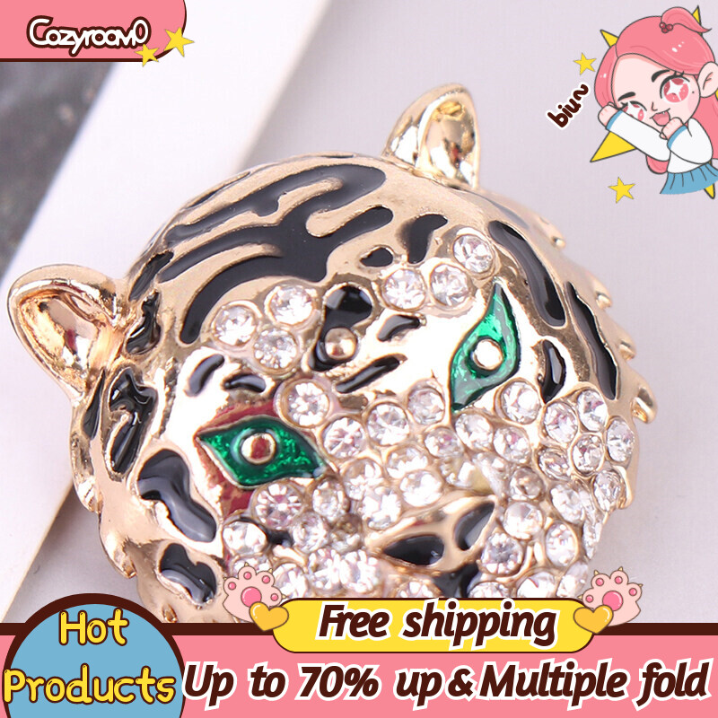 HOT SALE】 Rhinestone Tiger Brooches Women Men Big Tiger Head Party