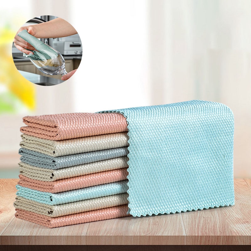 Kmise Friendly Cotton Rag Cleaning Wiping Dish Cloths Dishwashing Towels Cloth 