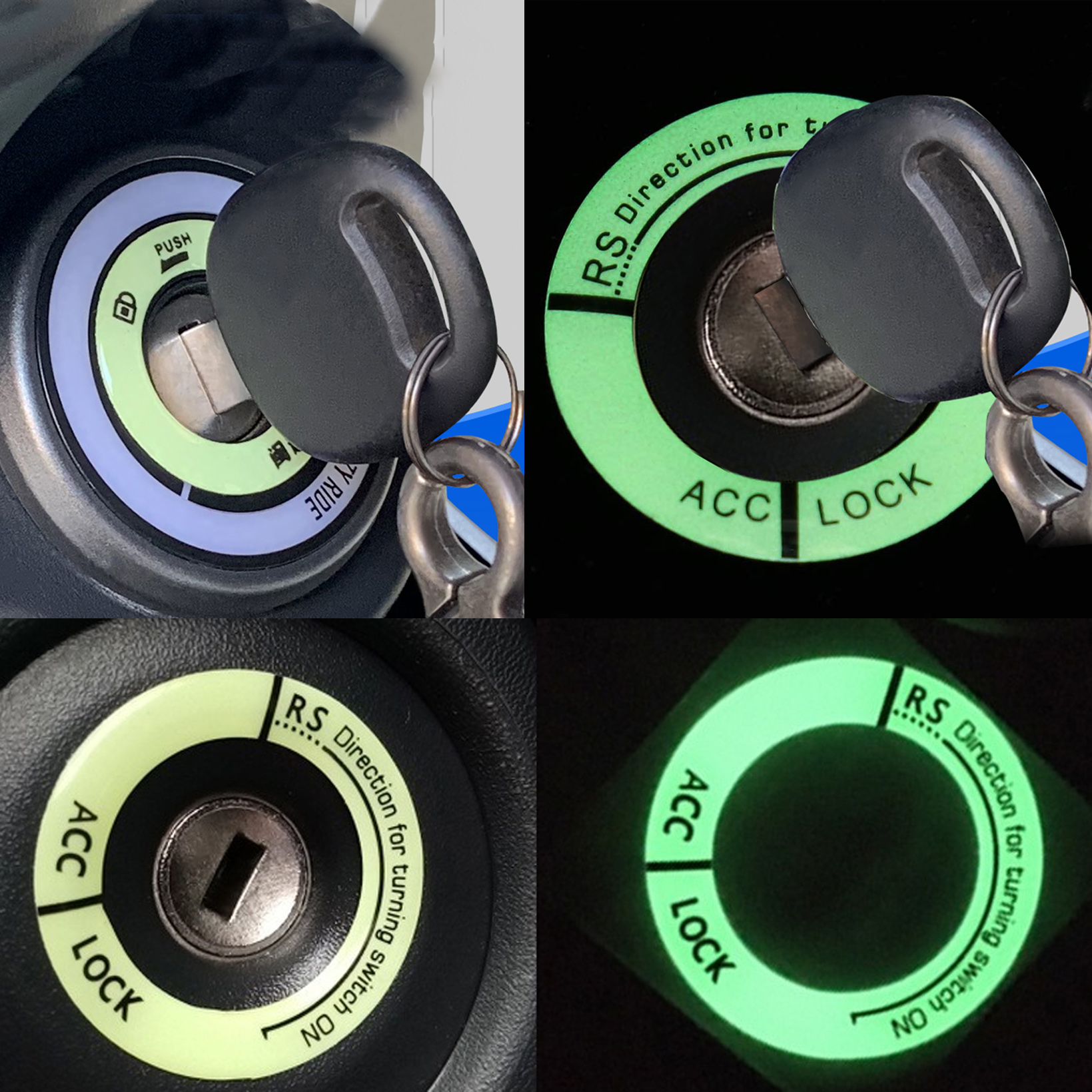 Car Ignition Switch Luminous Sticker Rings Key Ring Surrounding Light