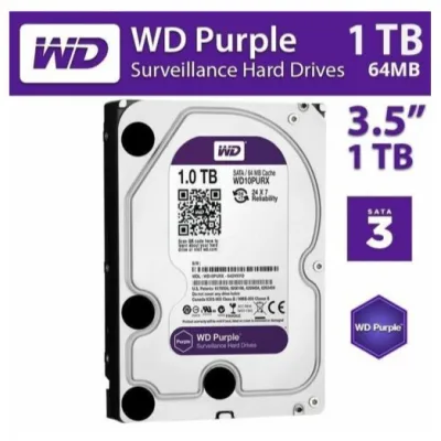 ฮาร์ดดิสก์ 1 TB HDD (ฮาร์ดดิสก์กล้องวงจรปิด) WD PURPLE 5400RPM SATA3 (WD10PURZ) Warranty 3 - Y