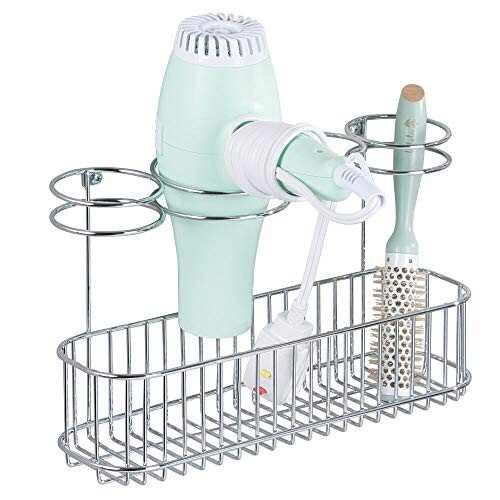 mDesign Hair Dryer /& Accessory Storage Holder for Bathroom Vanity Countertop Soft Brass
