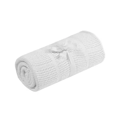 mothercare cot or cot bed cellular cotton blanket- white X3714