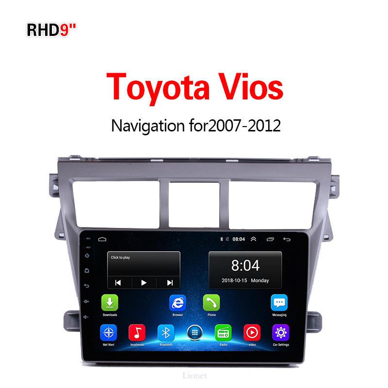 เครื่องนำทาง สำหรับรถยนต์ Toyota Vios 2007-2012 9 Inch Android 6.0 4G NET 1G/16G  แผนที่ในการนำทาง