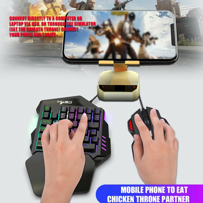 คีย์บอร์ดมือเดียว คีย์บอร์ดเกมมิ่ง Pubg freefire  Gaming Keyboard  คีย์บอดร์ดไร้สาย พร้อมเมาส์และอุปกรณ์เชื่อมต่อ คีย์บอร์ดสั้น  ต่อโทรศัพท์มือถือเหมาะสำหรับเล่นเกม เชื่อมbluetooth รุ่น รองรับทั้ง Android และ iOS คีย์บอร์ดสั้น คีย์บอร์ดมือถือ