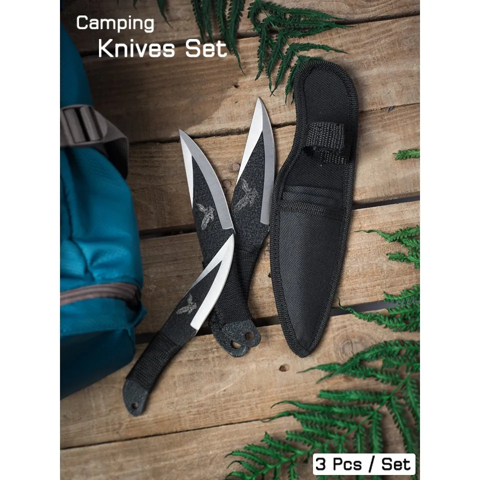 เซ็ตมีดพก 3 เล่ม ชุดมีดขนาดเล็ก พกพาสะดวก มีดเดินป่า พร้อมซองเก็บมีด Camping Knives Set