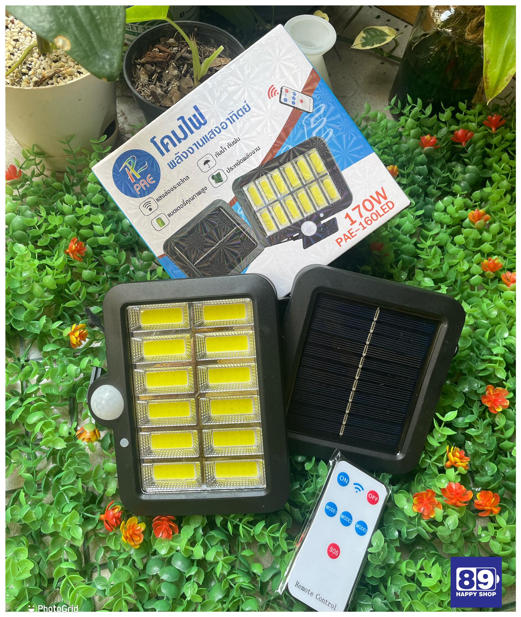 ไฟโซล่าเซลล์ solar cell 90w 170w Solar light แบบLED แสงสีขาว โคมไฟติด ...
