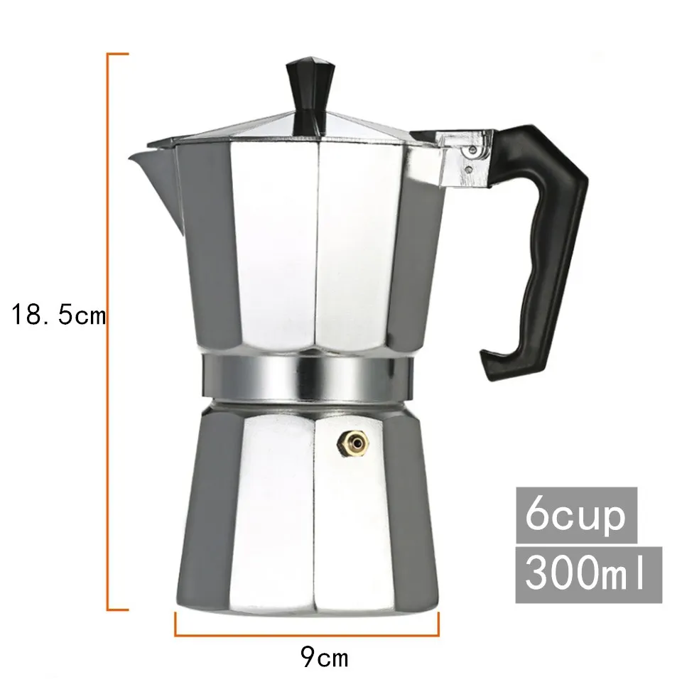 ส่งฟรีกาต้มกาแฟสด มอคค่าพอท หม้อชงกาแฟ เครื่องชงกาแฟ อลูมิเนียม Moka Pot Stove Top Coffee Maker 3 ถ้วย/150mlเก็บเงินปลายทาง