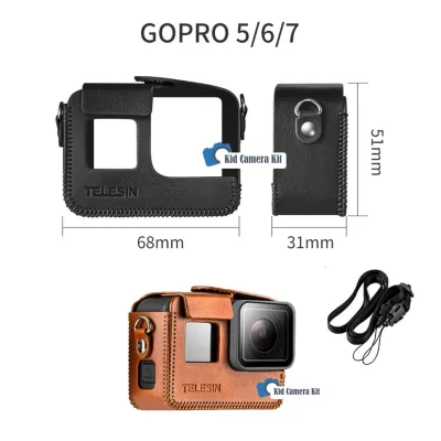 GoPro เคสหนัง เคสกล้อง Gopro 8 Gopro 7 6 5 black เคสกล้องโกโปร 8 เคสหนัง Telesin PU leather case For GoPro Hero Camera