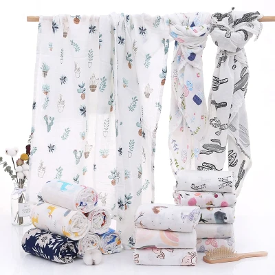 Muslin Newborn Swaddles Soft Baby Boy Girls Blankets Bath Gauze Infant Wrap Sleepsack Stroller Cover Play Mat