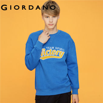Giordano Men เสื้อคลุมสเวตเชิ้ต ทรงคอตั้ง ด้านข้างตรงแต่งด้วยสีที่ตัดกัน สกรีนลายโลโก้ Free Shipping 01099782