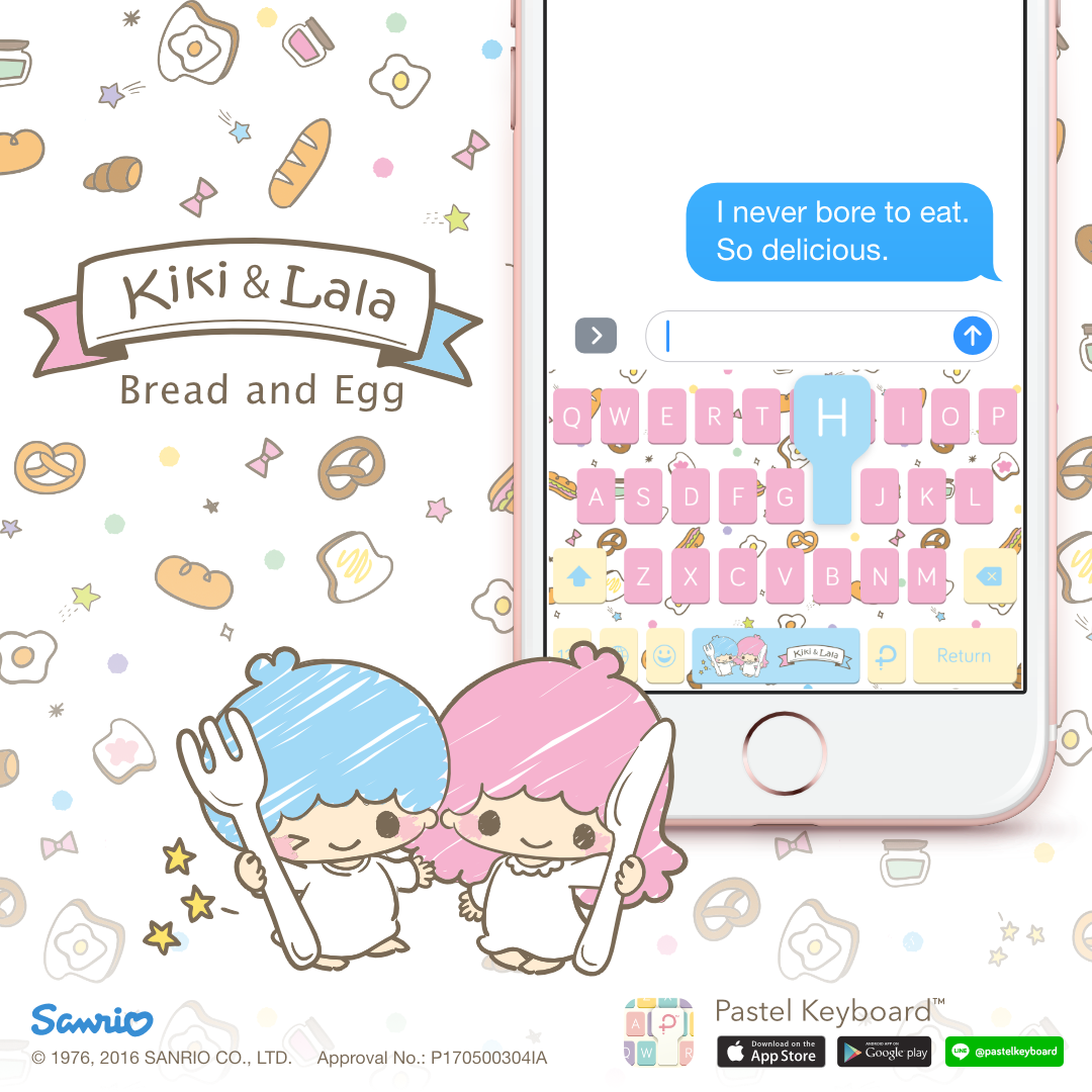 Little Twin Stars Bread & Egg Keyboard Theme⎮ Sanrio (E-Voucher) for Pastel Keyboard App