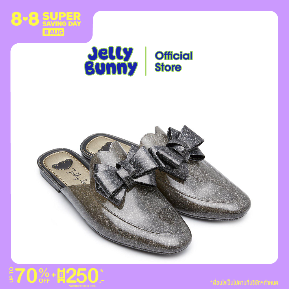 JELLY BUNNY DOLL GLITTER BOW เจลลี่ บันนี่ ดอล กลิตเตอร์ โบว์ B21SLLL004 รองเท้าเปิดส้นแบบสวม รองเท้าส้นแบน รองเท้าแฟชั่น รองเท้าลำลอง รองเท้าผู้หญิง