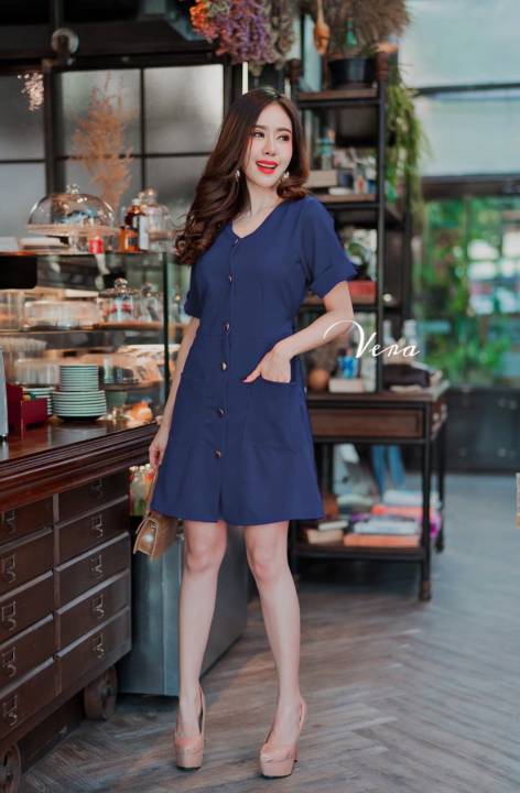 เดรสเเขนสั้นกระเป๋าเเต่งกระดุมทอง – VERA – 1715048337_TH-4877910587 >>> 🇹🇭 Top1Thailand 🛒 >>> lazada.co.th 🇹🇭 🇹🇭 🇹🇭🛒🛍🛒