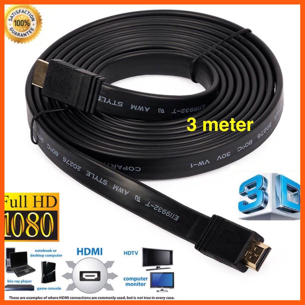 ลดราคา สาย HDMI 3m เมตร v1.4 แบบแบน (Black) #ค้นหาสินค้าเพิ่ม สายสัญญาณ HDMI Ethernet LAN Network Gaming Keyboard HDMI Splitter Swithcher เครื่องมือไฟฟ้าและเครื่องมือช่าง คอมพิวเตอร์และแล็ปท็อป